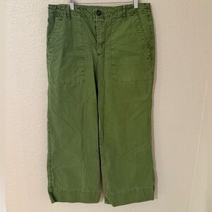 Velvet by Graham & Spencer Mya Utility Wide Leg Olive Green Cropped Pants